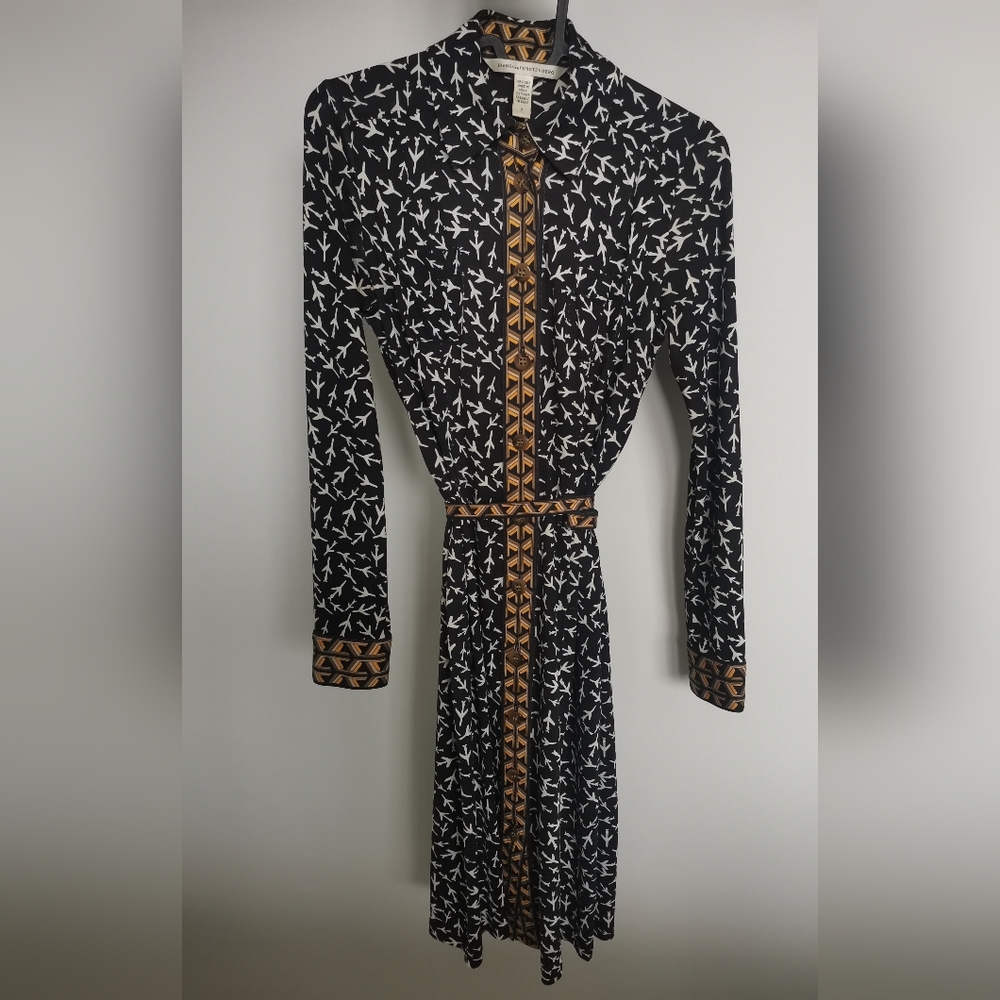 Diane von Furstenberg Airplane Print Silk Dress